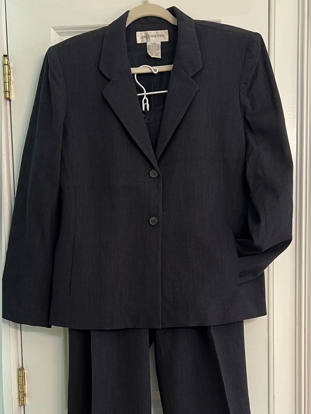 VTG 90s Jones New York Wool Blend Navy Blue Pants Suit Set 16